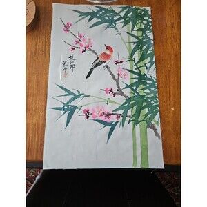 VINTAGE JAPANESE WOOD BLOCK PRINT ON SILK! ESTATE FIND